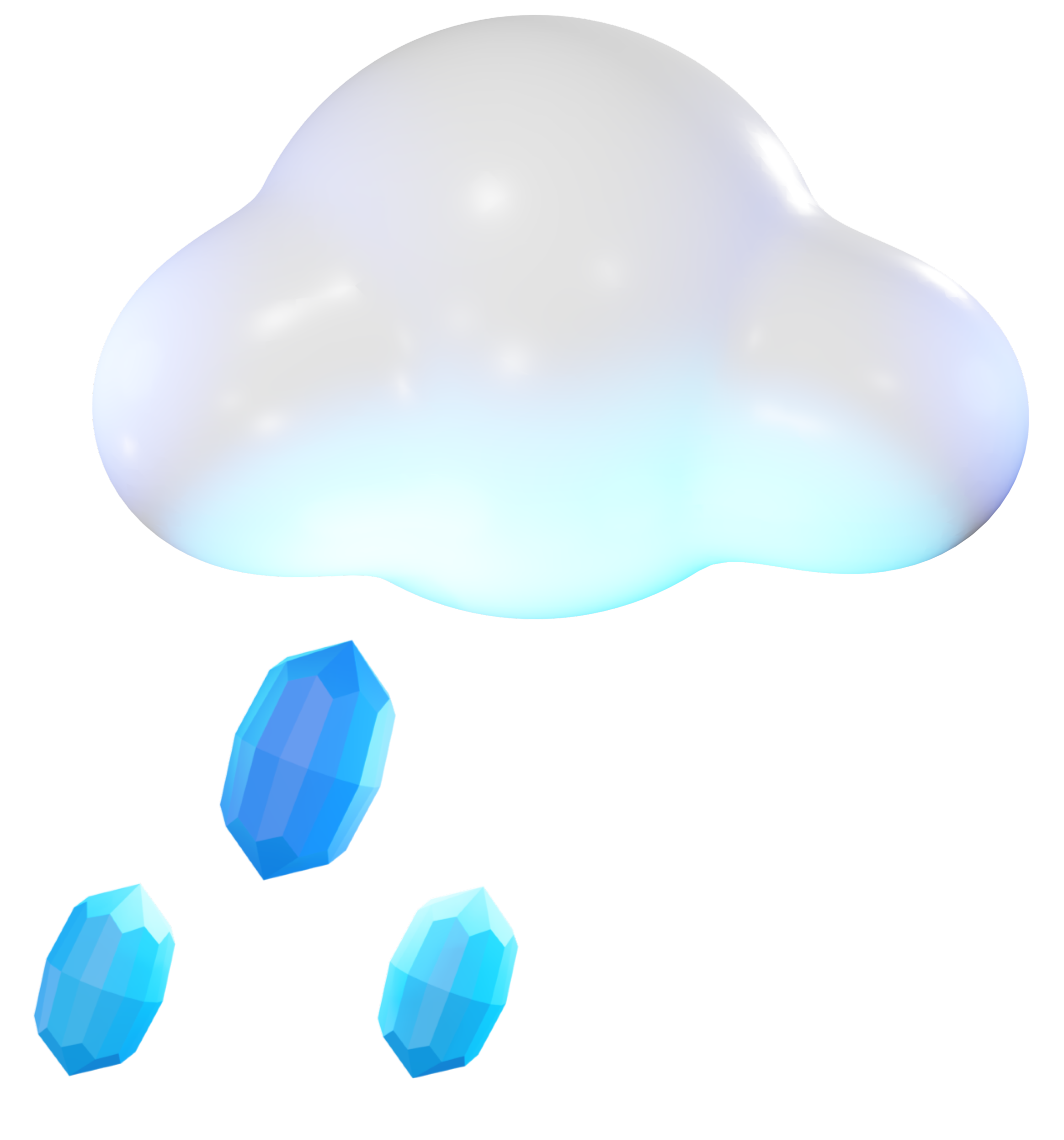 White cloud with three raindrops falling from it